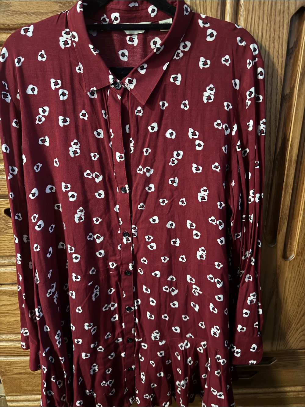 Anthropologie 11 1 tylho lakin and poppy floral tunic blouse Burgundy size M
